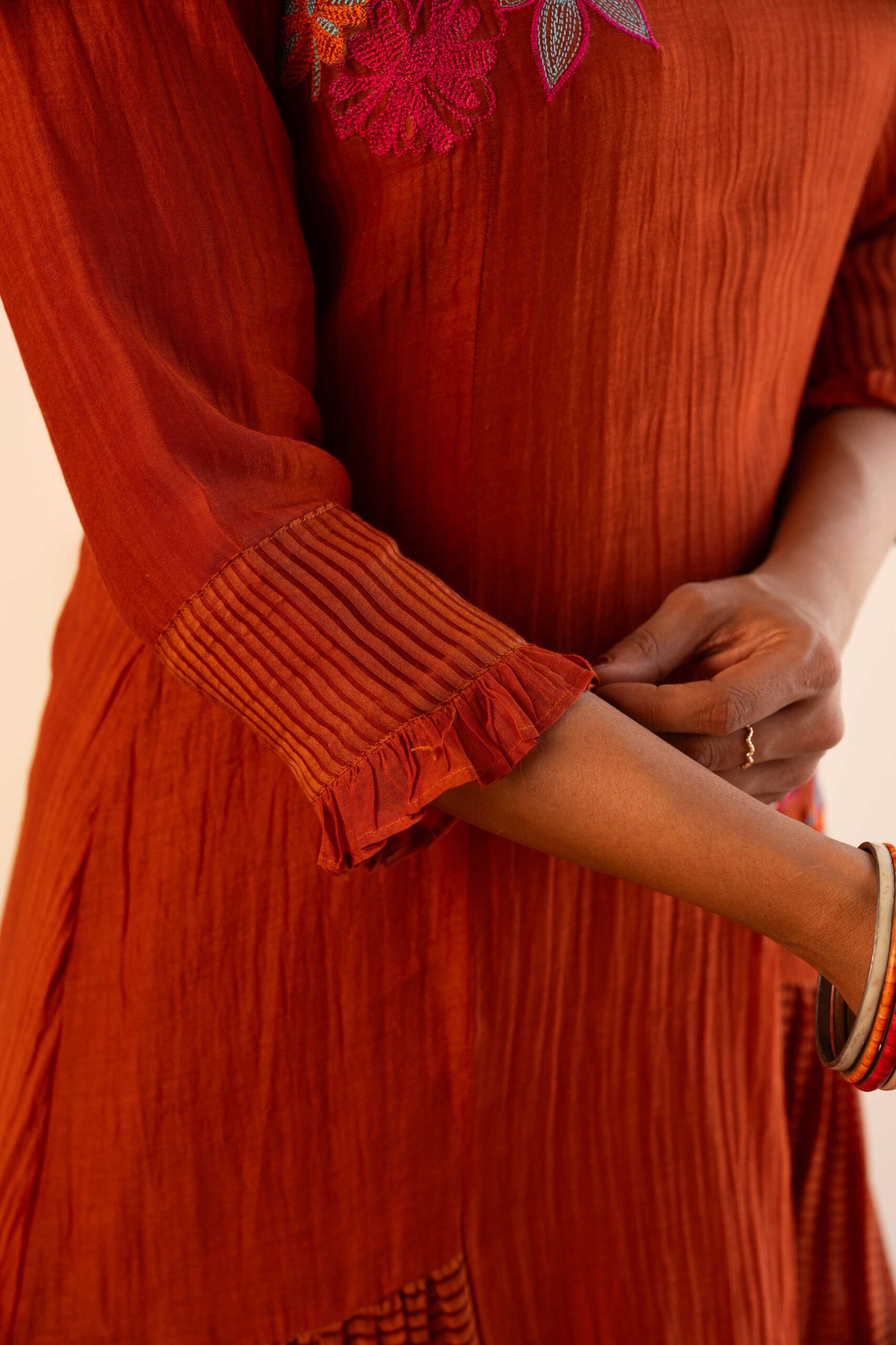 Gulabik Manjari Kurta Pant Set - Rust