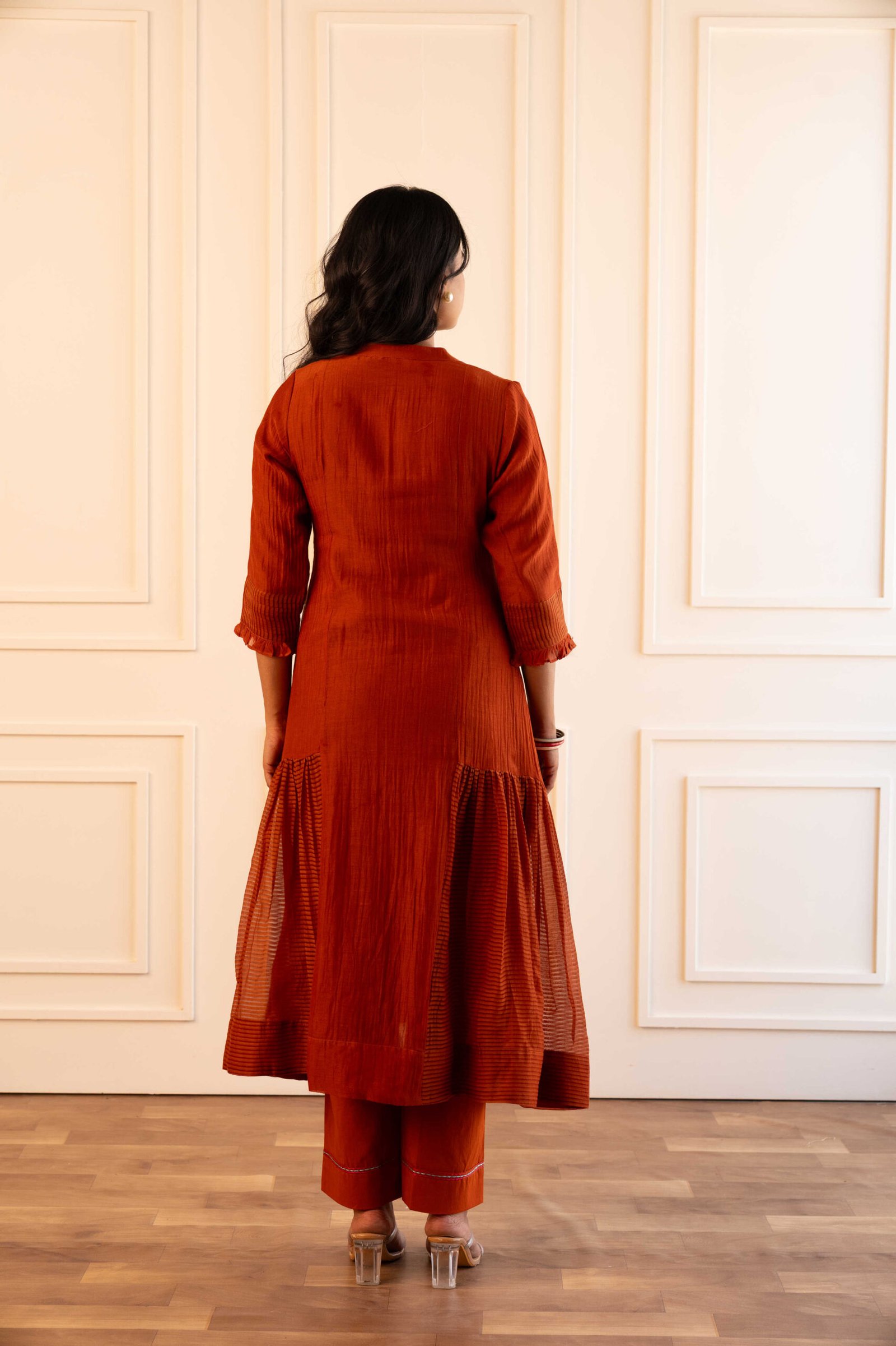 Gulabik Manjari Kurta Pant Set - Rust