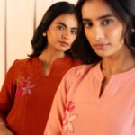 Gulabik Manjari Kurta Pant Set - Rust