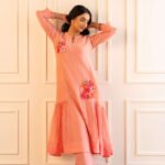 Gulabik Manjari Kurta Pant Set - Peach