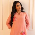 Gulabik Manjari Kurta Pant Set - Peach