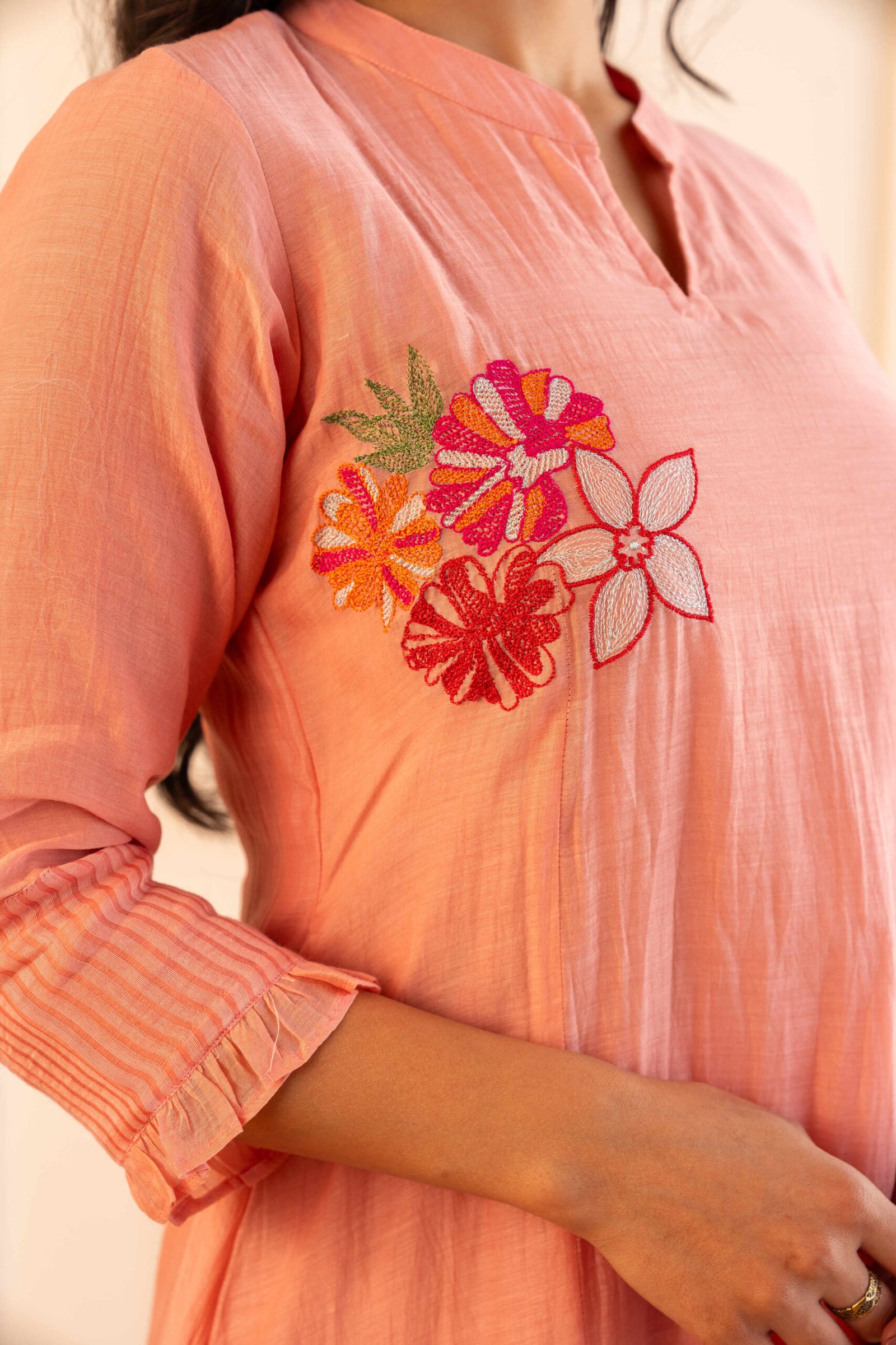 Gulabik Manjari Kurta Pant Set - Peach