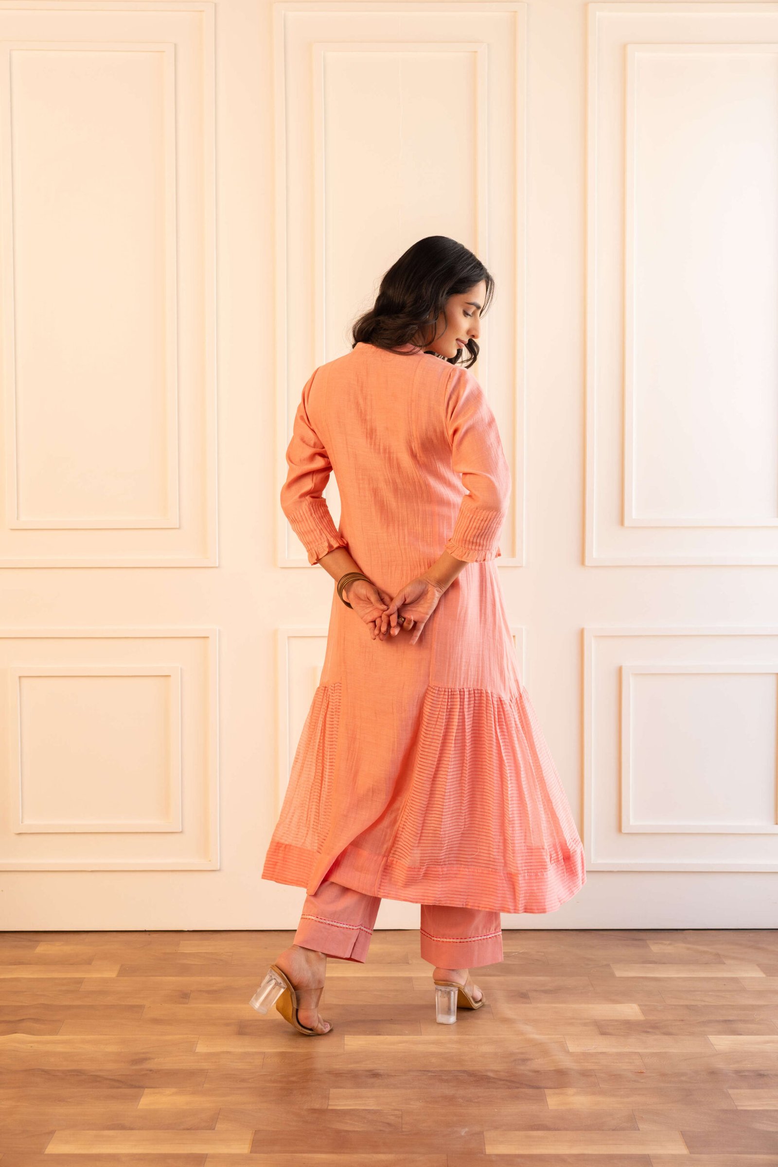 Gulabik Manjari Kurta Pant Set - Peach