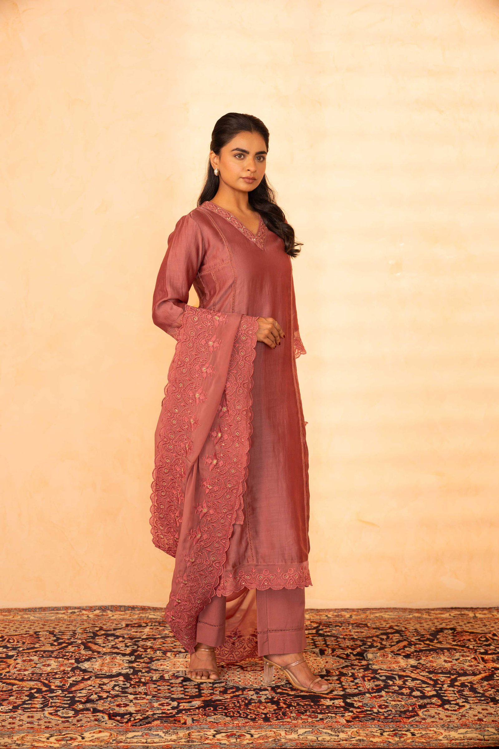 Gulabik Shree Suit Set - Dusty Rose