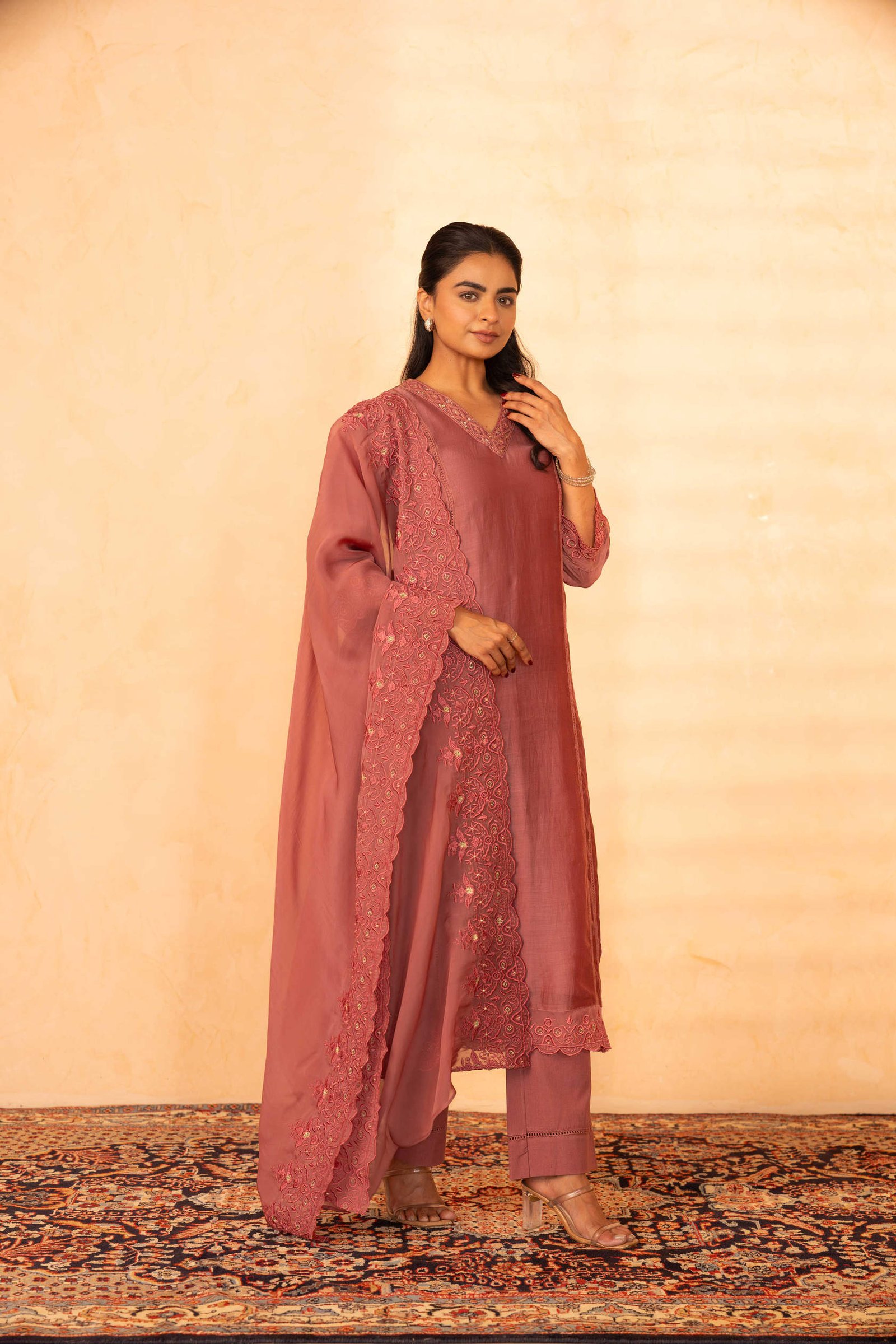 Gulabik Shree Suit Set - Dusty Rose