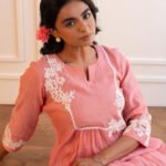 Gulabik Pragya Kurta Pant Set - Peach