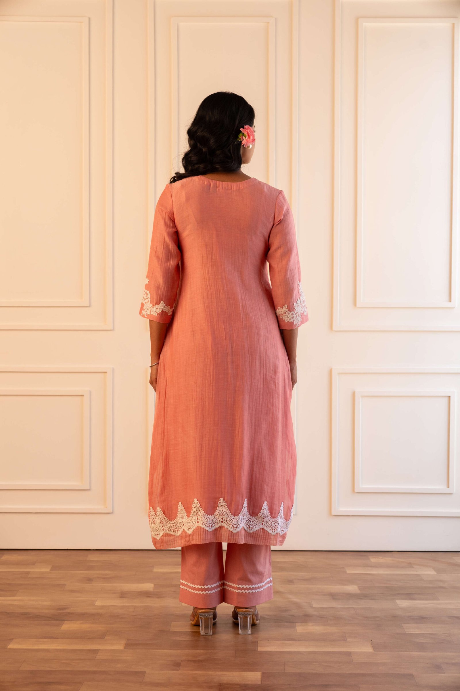 Gulabik Pragya Kurta Pant Set - Peach