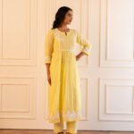 Gulabik Pragya Kurta Pant Set - Lemon Yellow