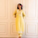 Gulabik Pragya Kurta Pant Set - Lemon Yellow