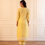 Gulabik Pragya Kurta Pant Set - Lemon Yellow