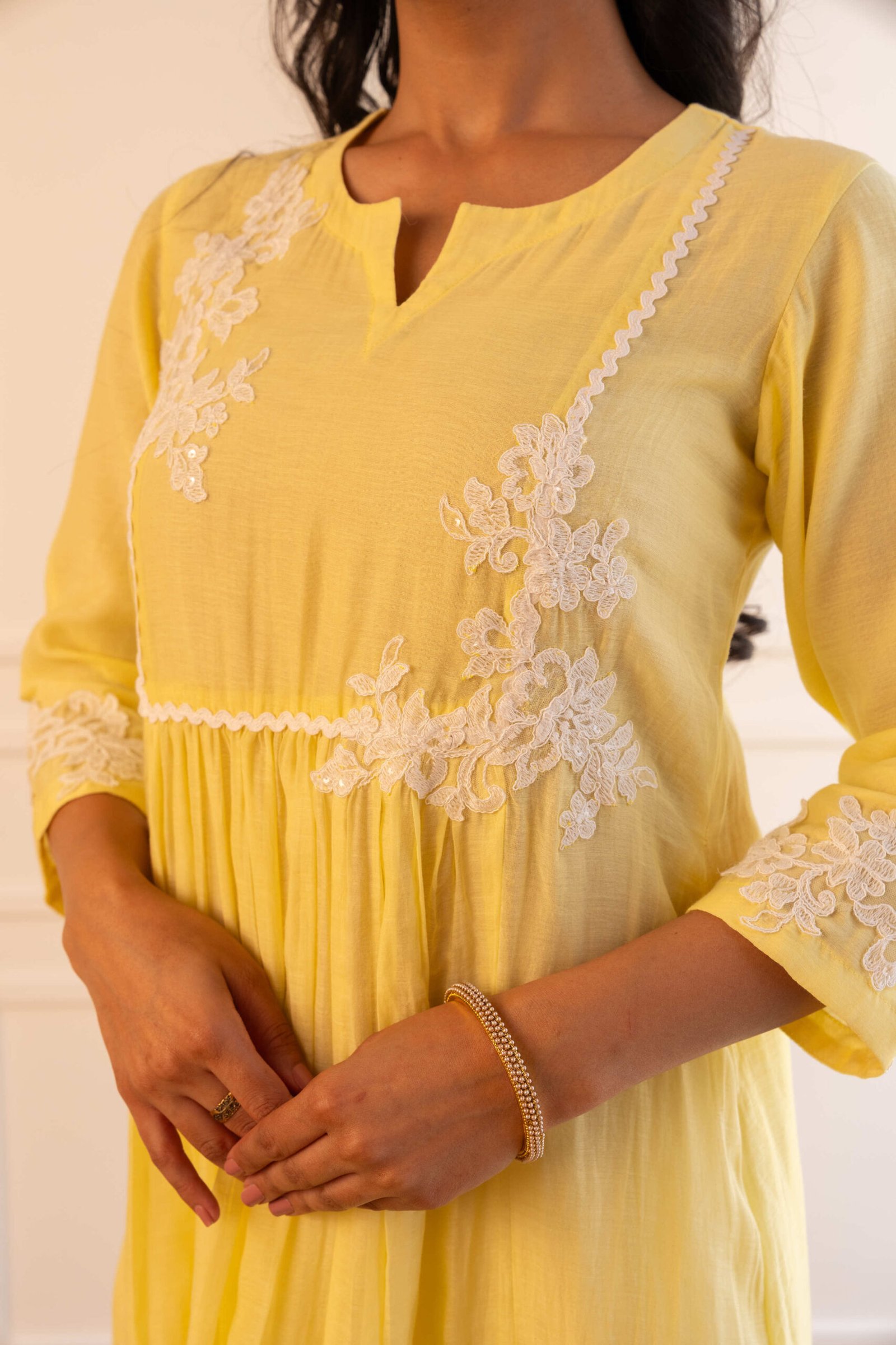 Gulabik Pragya Kurta Pant Set - Lemon Yellow