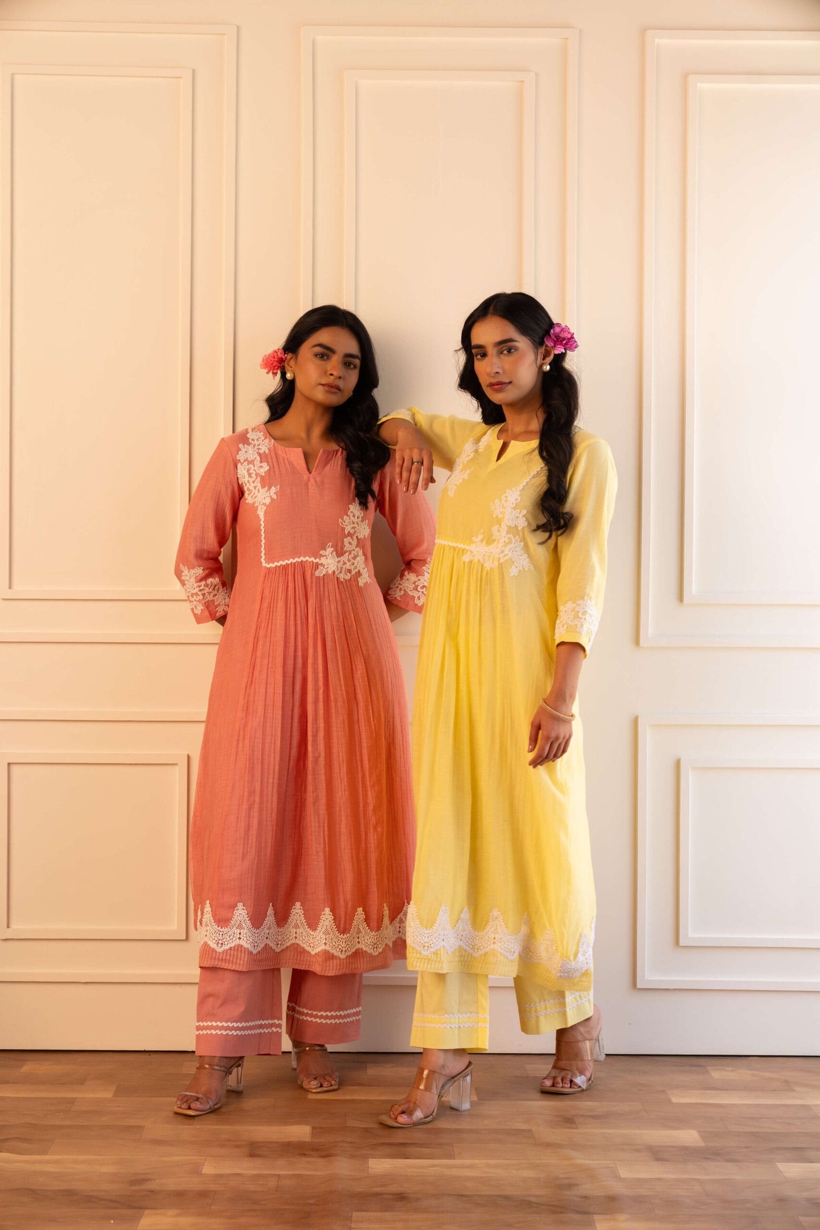 Gulabik Pragya Kurta Pant Set - Lemon Yellow