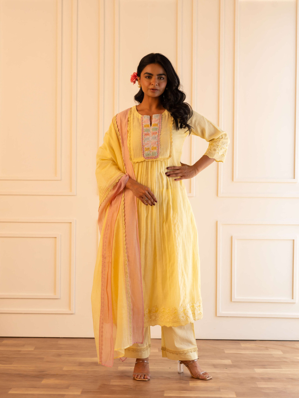 Gulabik Heena Suit Set - Lemon Yellow