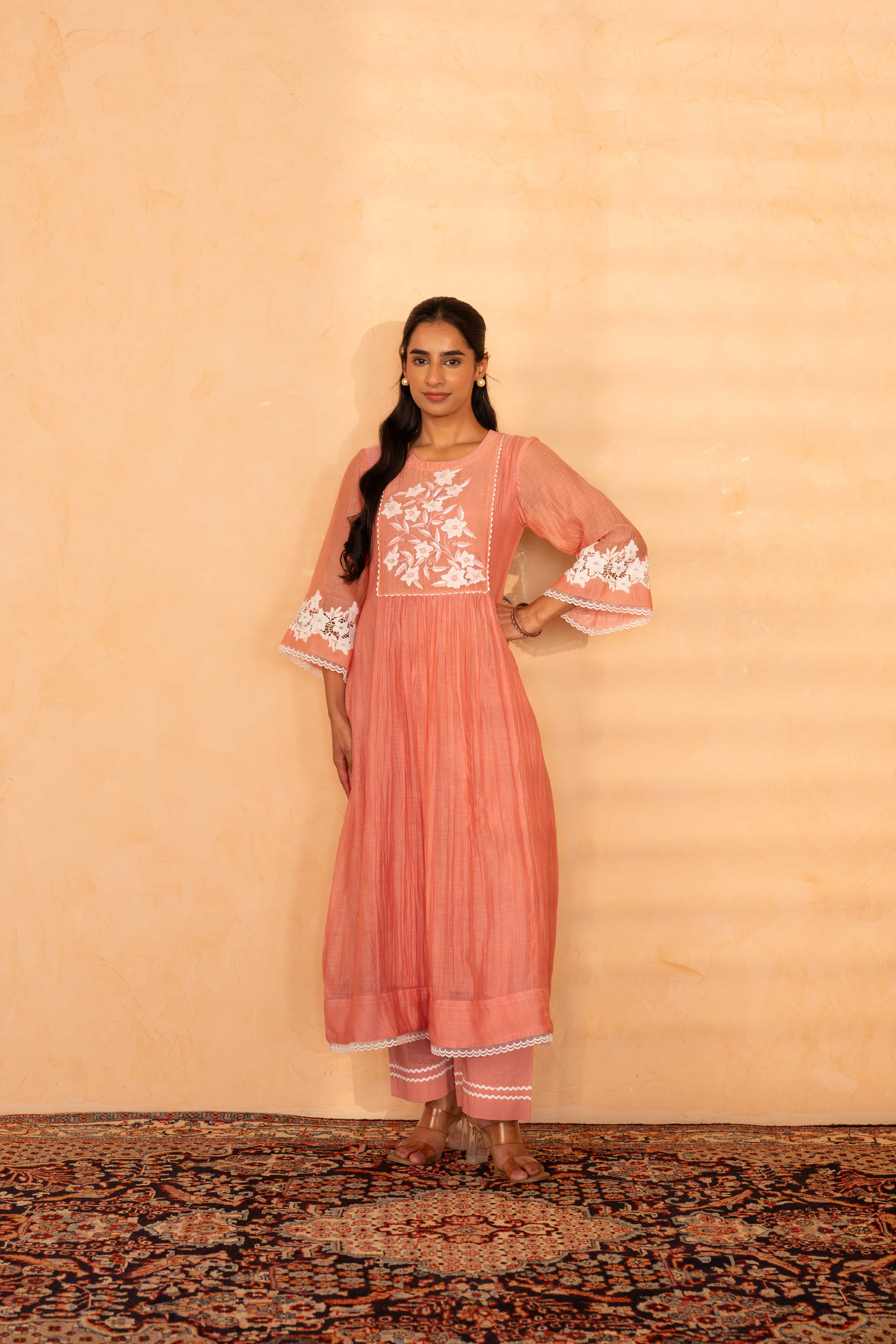 Gulabik Rati Kurta Pant Set - Peach