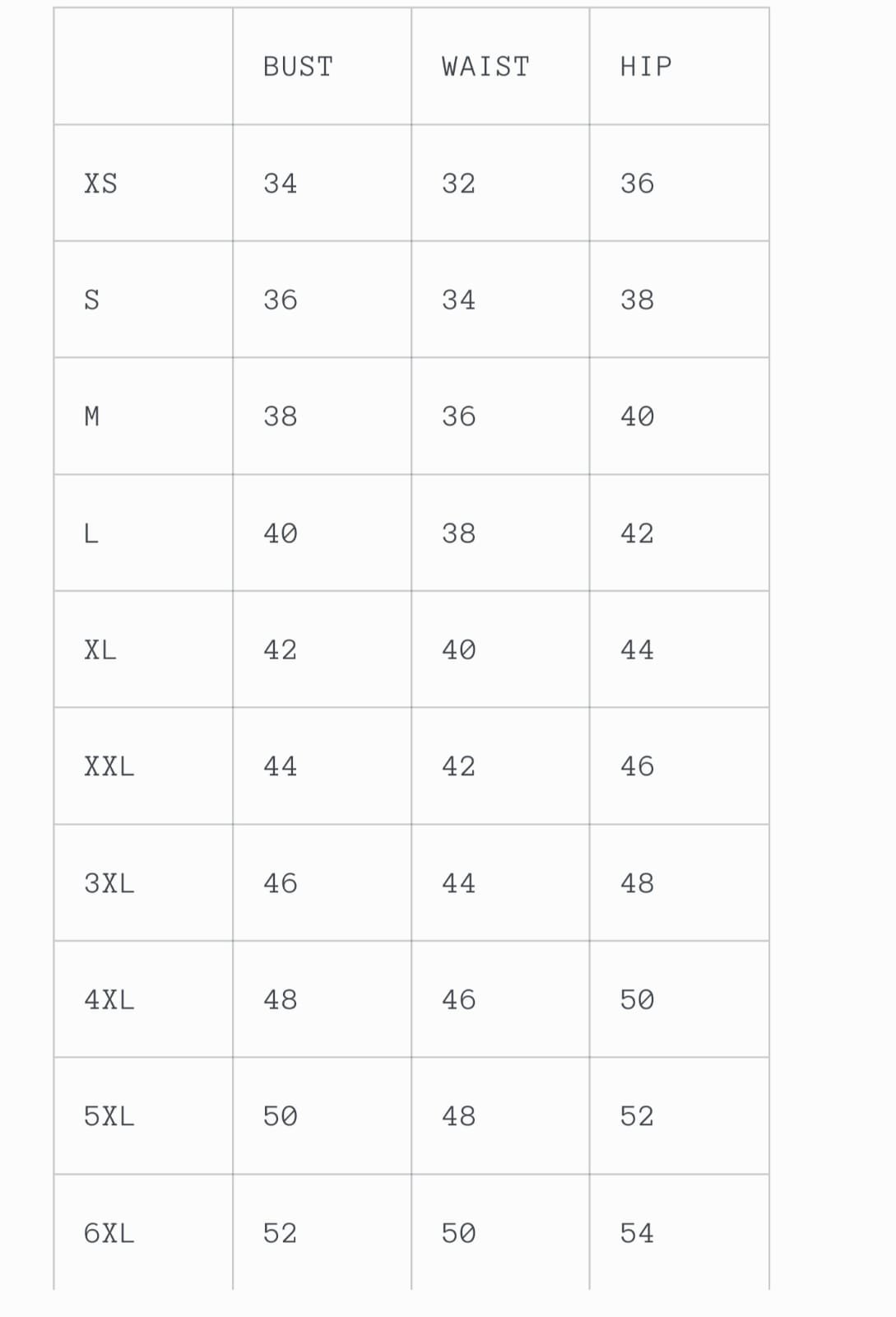 Size Chart